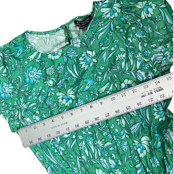 J Crew Dress WMNS 0 Green Gwyneth‎ cupro-blend slip Floral Marigold Bloom BQ357 - Picture 4 of 8
